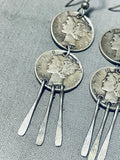 One Of A Kind Vintage Native American Navajo Sterling Silver Mercury Dimes Earrings-Nativo Arts
