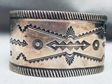 Early 1900's Huge Hand Tooled Vintage Native American Navajo Sterling Silver Bracelet-Nativo Arts