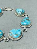 Esther Wood Vintage Native American Navajo Pilot Mountain Turquoise Sterling Silver Bracelet-Nativo Arts