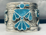167 Grams Native American Navajo Turquoise Sterling Silver Wide Bird Bracelet-Nativo Arts