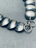 Unique Native American Navajo Sterling Silver Handstamped Signed Bracelet-Nativo Arts