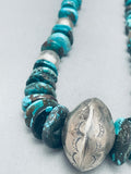 Mega Silver Ball Native American Navajo Sterling Turquoise Necklace-Nativo Arts