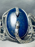 Snakes Around Lapis Vintage Native American Navajo Sterling Silver Bracelet-Nativo Arts