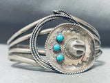 Extremely Detailed Vintage Native American Navajo Handmade Cowboy Hat Sterling Silver Bracelet-Nativo Arts