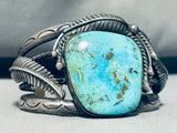 Leaf Jungle!! Vintage Native American Navajo Turquoise Sterling Silver Bracelet-Nativo Arts