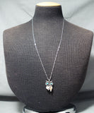 Signed Vintage Native American Acoma Turquoise Sterling Silver Owl Necklace-Nativo Arts