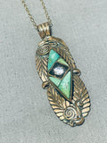 Ornate Vintage Native American Navajo Royston Turquoise Sterling Silver 12ktgf Necklace-Nativo Arts