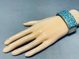 6.5 Inch Wrist Vintage Zuni Turquoise Sterling Silver Bracelet Wow!-Nativo Arts
