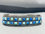 Native American Very Unique Vintage Navajo Royston Turquoise Lapis Sterling Silver Bracelet-Nativo Arts