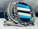 Gasp! Stacked Inlay Vintage Native American Navajo Turquoise Sterling Silver Bracelet-Nativo Arts