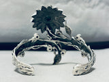 Sunflower Of Turquoise Vintage Sterling Silver Bracelet Cuff-Nativo Arts