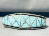Important Hl Zunie Vintage Native American Zuni Turquoise Inlay Sterling Silver Bracelet-Nativo Arts