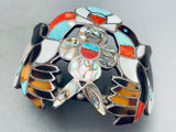 The Best Vintage Zuni Hummingbid Turquoise Inlay Sterling Silver Bracelet-Nativo Arts