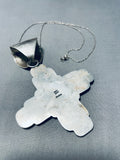 Native American Delbert Secatero Old Kingman Turquoise Sterling Silver Zia Necklace-Nativo Arts