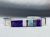 Douglas Signed Vintage Native American Navajo Sugilite Sterling Silver Inlay Bracelet-Nativo Arts