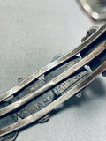 Signed Vintage Native American Navajo Morenci Turquoise Sterling Silver Bracelet-Nativo Arts
