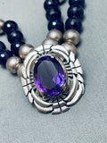 One Of The Most Fab Vintage Native American Navajo Amethyst Sterling Silver Necklace-Nativo Arts