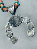 Gasp! Native American Navajo Turquoise Sterling Silver Spiny Oyster Squash Blossom Necklace-Nativo Arts