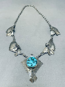 Unforgettable Native American Navajo Sleeping Beauty Turquoise Sterling Silver Necklace-Nativo Arts