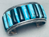 7 Inch Wrist Vintage Native American Navajo Turquoise Inlay Sterling Silver Bracelet-Nativo Arts