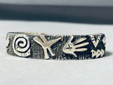 Creative Native American Navajo Sterling Silver Handprint Bear Dragonfly Bracelet-Nativo Arts