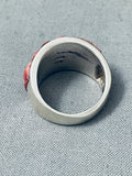 One Of The Best Vintage Native American Navajo Spiny Oyster Inlay Sterling Silver Ring-Nativo Arts