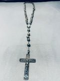 Gasp! Very Early Vintage Native American Navajo Turquoise Sterling Silver Rosary Necklace-Nativo Arts