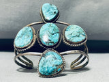 Blue Diamond Turquoise Mine Vintage Native American Navajo Sterling Silver Bracelet-Nativo Arts