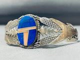 One Of A Kind Vintage Native American Navajo Lapis Sterlng Silver Bracelet-Nativo Arts