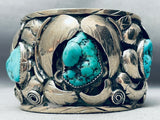 Heavy 134 Grams Vintage Navajo Turquoise Sterling Silver Bracelet Cuff Old-Nativo Arts