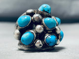 Gasp! Vintage Native American Navajo Turquoise Cluster Sterling Silver Ring-Nativo Arts