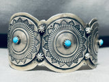 Navajo Baskets!!! Vintage Detailed Sterling Silver Turquoise Bracelet-Nativo Arts