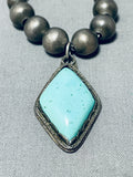 Rare Vintage Native American Navajo Green Turquoise Sterling Silver Necklace-Nativo Arts