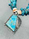 Native American Amazing Vintage Santo Domingo Kingman Turquoise Sterling Silver Necklace-Nativo Arts