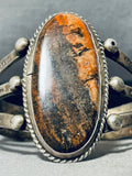 Mars Agate Vintage Native American Navajo Sterling Silver Bracelet Cuff-Nativo Arts