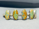 Stunning Vintage Native American Navajo 5 Damale Turquoise Sterling Silver Bracelet-Nativo Arts