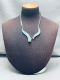 One Of The Most Unique Native American Navajo Turquoise Wave Sterling Silver Necklace-Nativo Arts