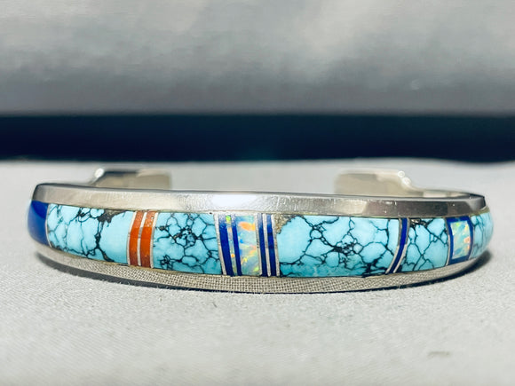 6.5 Inch Wrist Marie Tsosie Vintage Turquoise Inlay Sterling Silver Bracelet-Nativo Arts