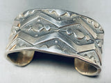 117 Grams Hand Tooled Heavy Vintage Native American Navajo Sterling Silver Bracelet-Nativo Arts