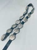 Detailed Handmade Vintage Native American Navajo Sterling Silver Segmented Concho Belt-Nativo Arts