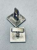 Early 1900s Vintage Native American Navajo Turquoise Sterling Silver Cufflinks-Nativo Arts