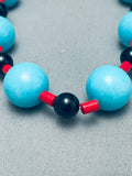 Rounded Turquoise Balls Santo Domingo Coral Sterling Silver Necklace-Nativo Arts