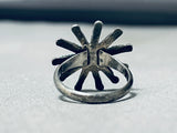 Sun Ray Turquoise Early 1900's Vintage Native American Zuni Sterling Silver Ring Old-Nativo Arts