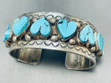 Gasp! Most Unique Native American Navajo Turquoise Heart Sterling Silver Bracelet-Nativo Arts