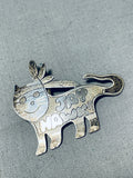 Adorable Vintage Laguna/ Native American Hopi Sterling Silver Cat Pin/ Pendant-Nativo Arts