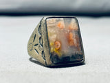 Misty Agate Vintage Native American Navajo Sterling Silver Ring -check Out The Patina!-Nativo Arts