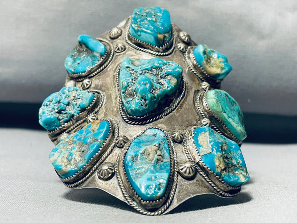 104 Grams Colossal Vintage Native American Navajo Turquoise Sterling Silver Bracelet-Nativo Arts