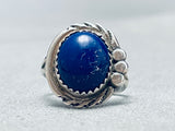 Rare Domed Lapis Vintage Native American Navajo Sterling Silver Ring Old-Nativo Arts