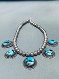 Gorgeous Vintage Native American Navajo Turquoise Sterling Silver Necklace Old-Nativo Arts