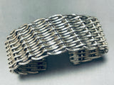 Master Hand Woven Vintage Native American Navajo Sterling Silver Bracelet Cuff Old-Nativo Arts